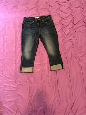 Signature by Levi Strauss Dark Blue Straight Leg Cuffed Jeans